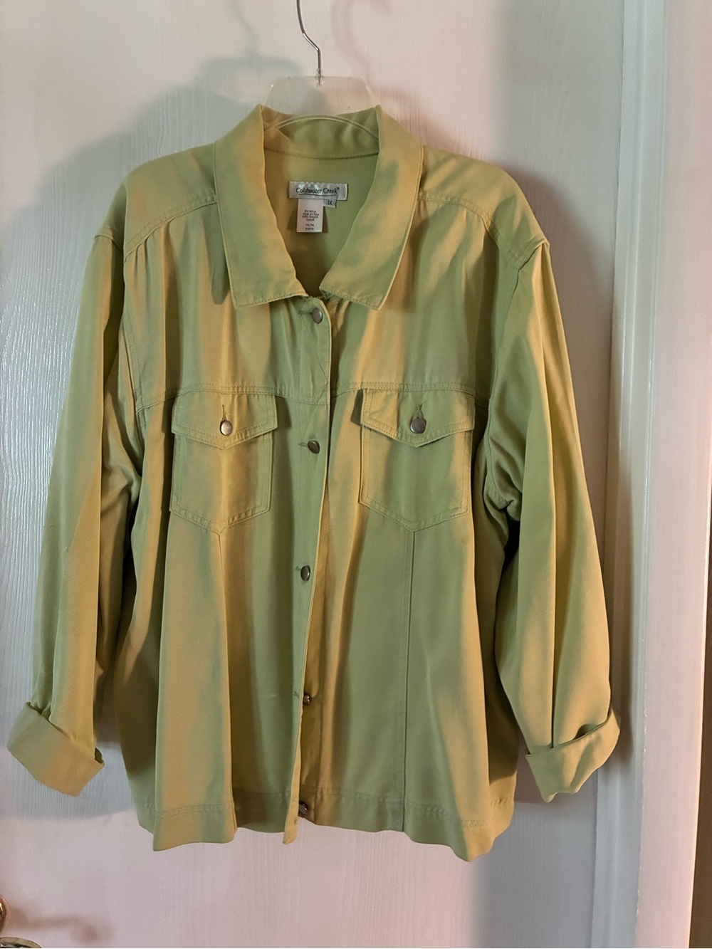 Coldwater Creek Light Green Button-Front Jean Jacket
